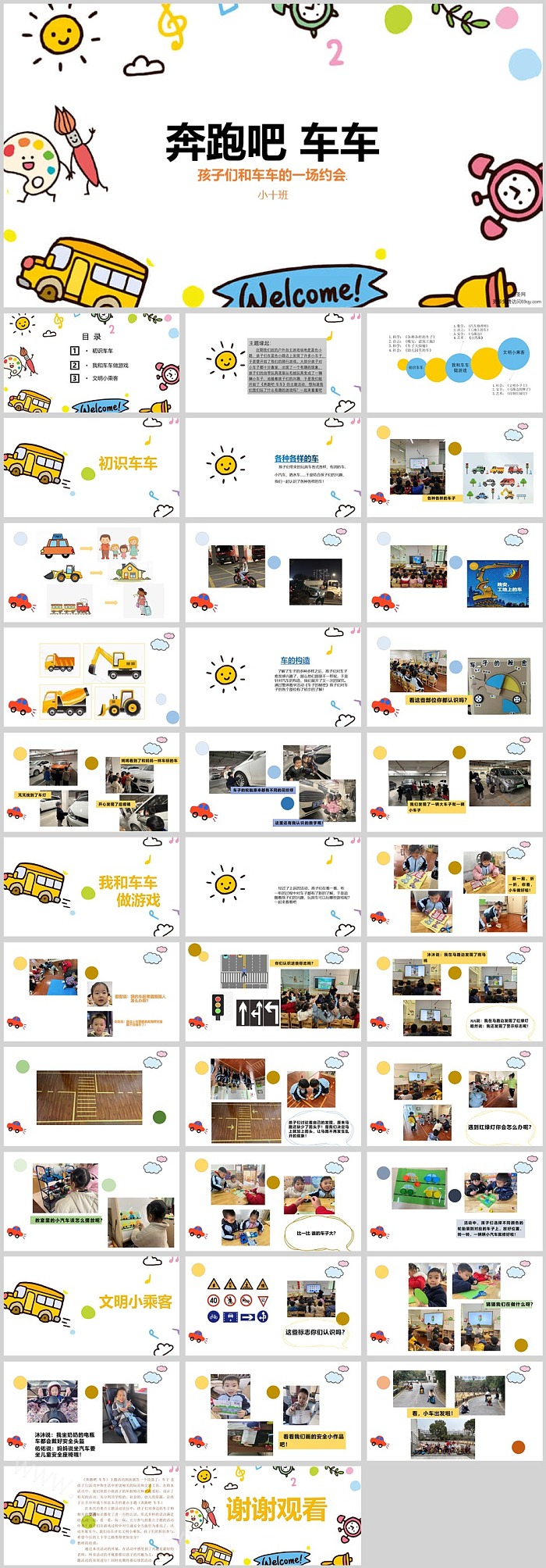 幼儿园小班班本课程《奔跑吧车车》36页PPT课件