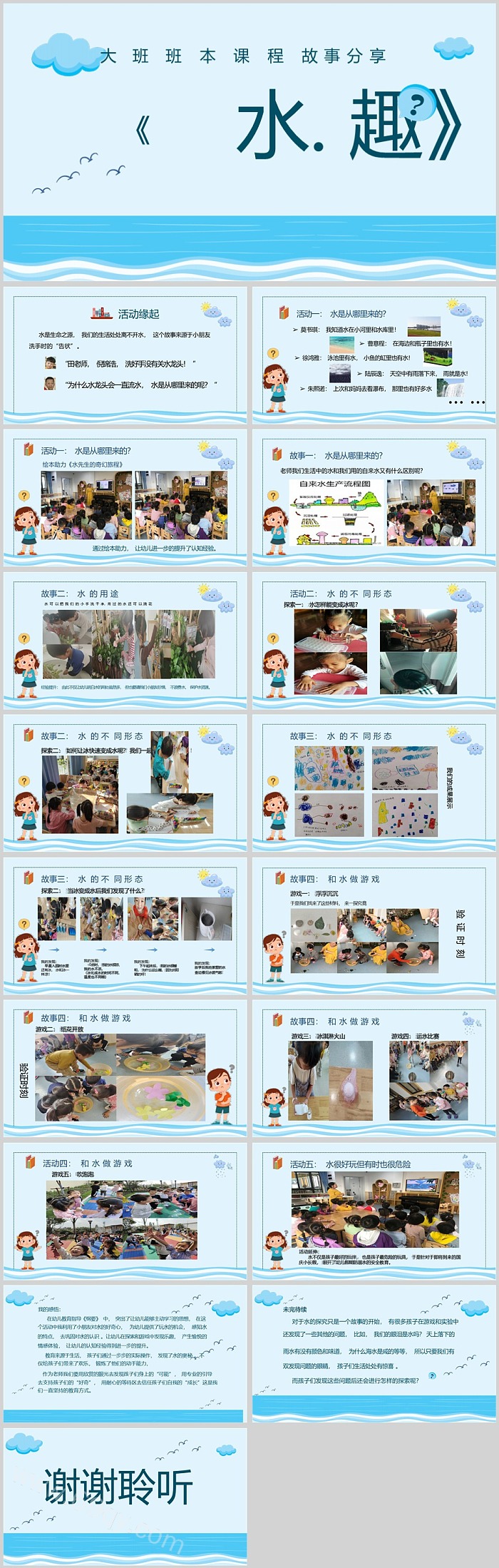 幼儿园大班科学活动版班本课程故事《水趣》课堂PPT课件