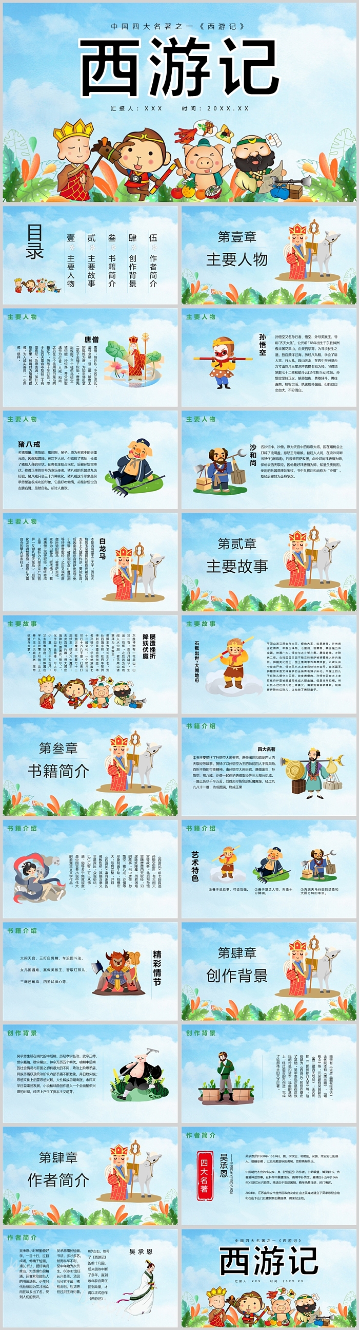 优秀经典中小学生整本书阅读中国四大名著之一《西游记》读书分享PPT课件