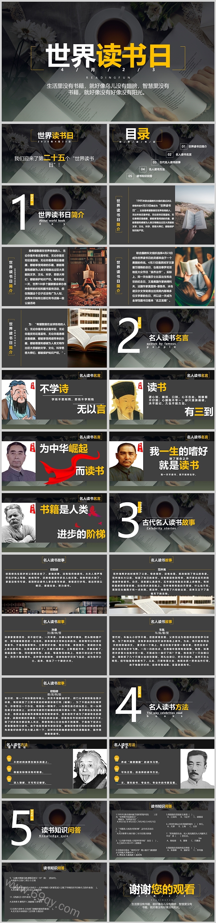 经典中小学生我爱读书世界读书日介绍读书分享班会PPT课件