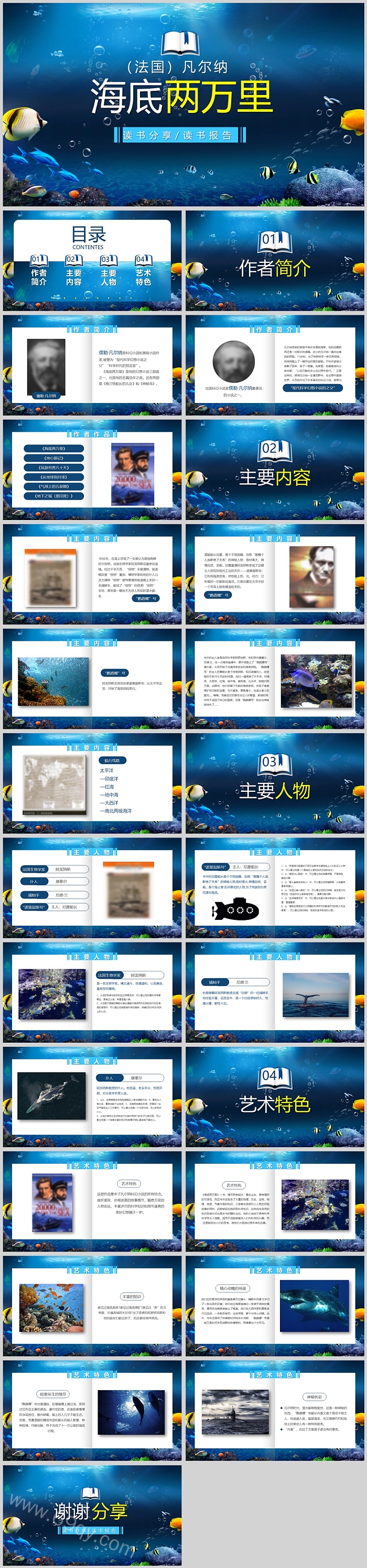 完整版优秀《海底两万里》读书分享名著导读读后感PPT课件