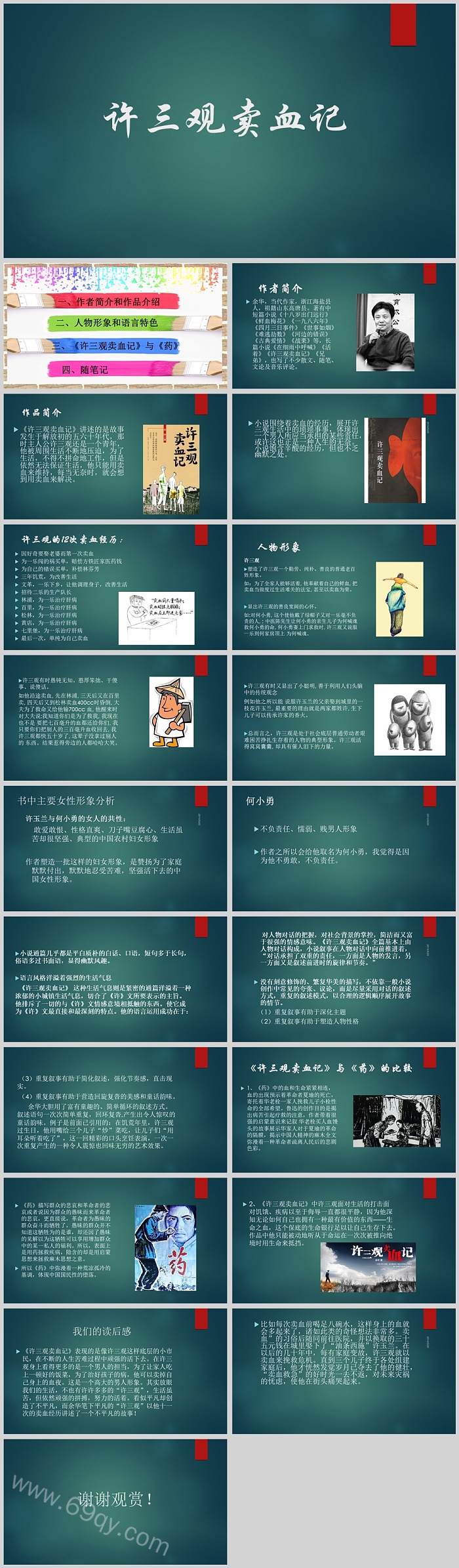 读书分享读书交流会《许三观卖血记》读书分享PPT课件