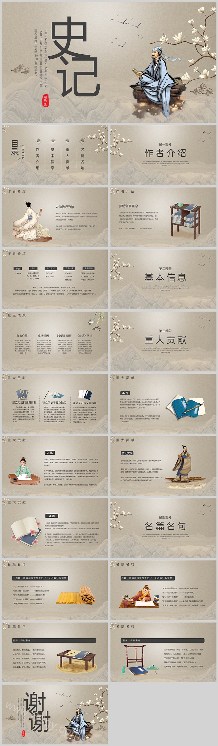 好书推荐《史记》读书分享名著导读读后感PPT课件