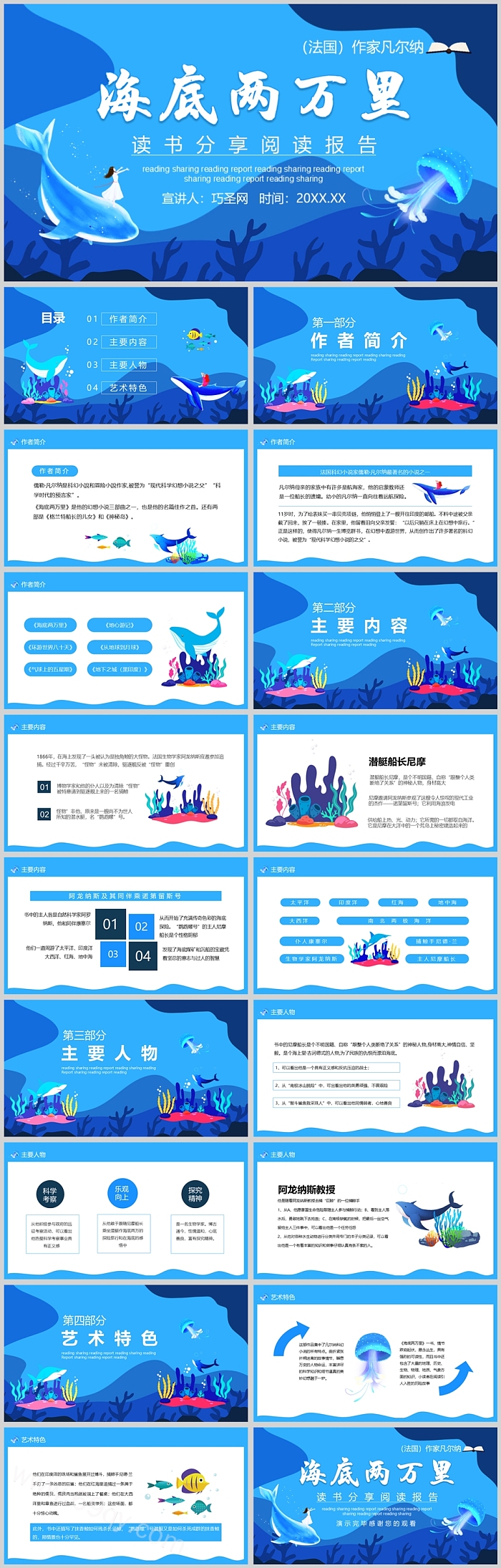 世界经典《海底两万里》读书分享好书推荐读后感交流感悟PPT课件