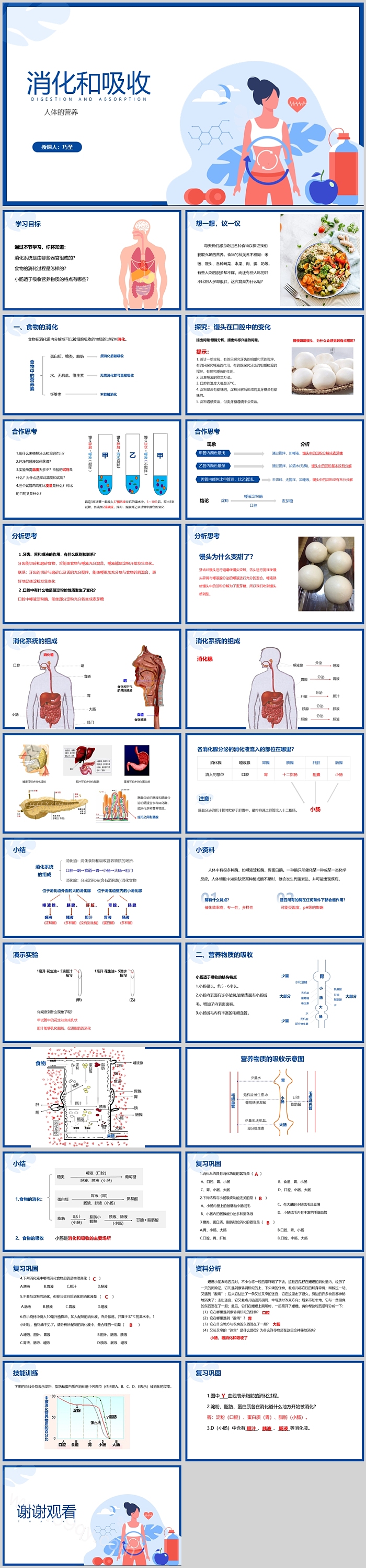 完整版人教版七年级生物下册《人体的营养消化和吸收》课堂PPT课件