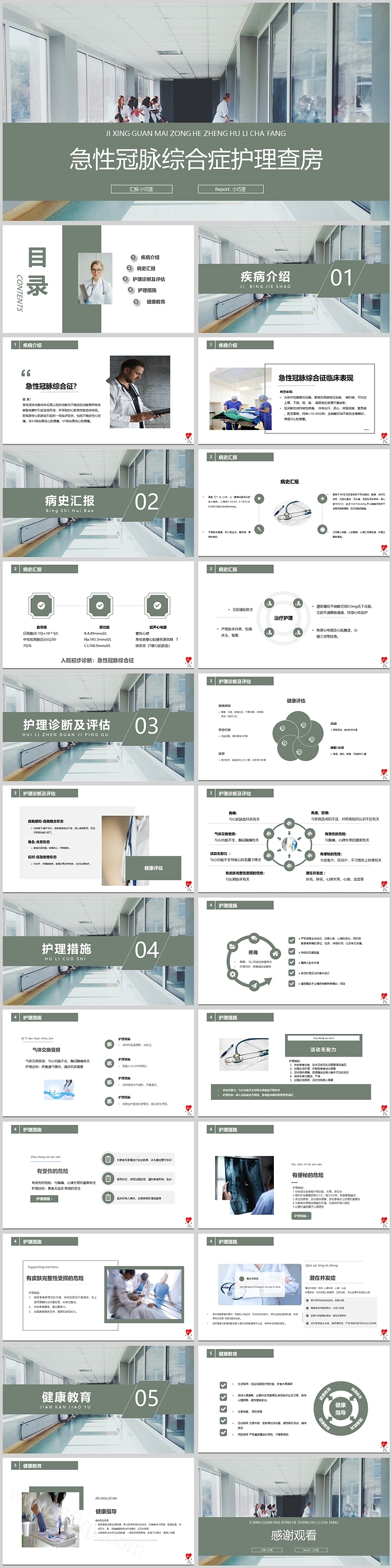 全新完整版蓝色医疗急性冠脉综合症护理查房PPT课件