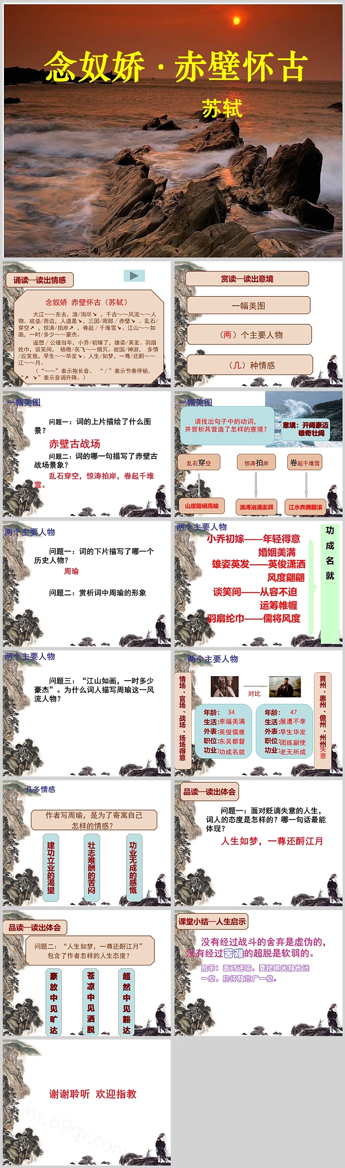 高中语文必修一《念奴娇 · 赤壁怀古》 苏轼语文教学PPT课件
