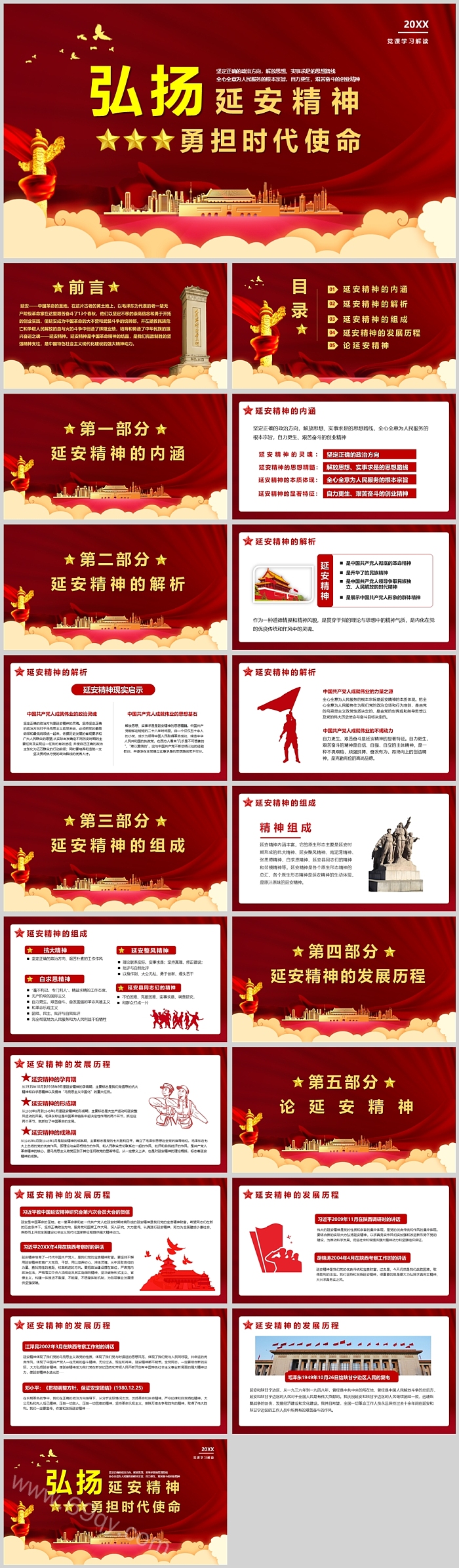 红色党政风弘扬传承延安精神勇担时代使命党课PPT课件