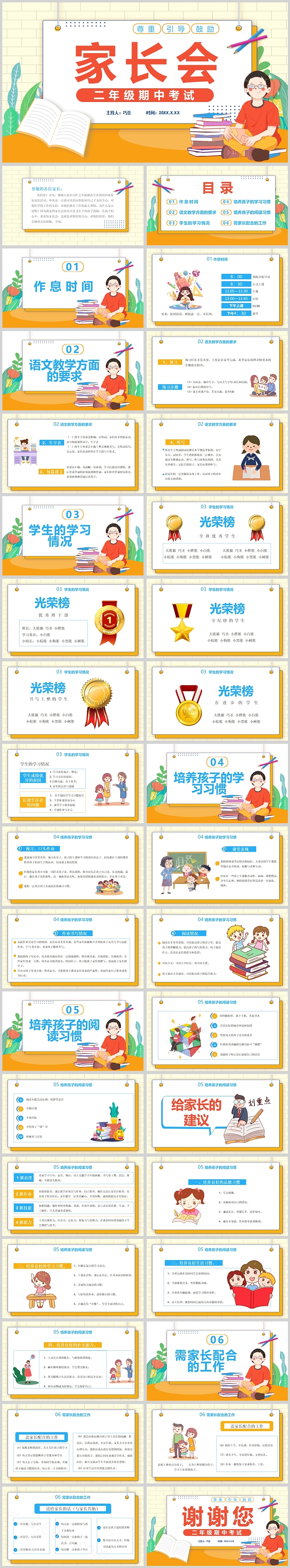 小学二年级期中考试家长会ppt课件（班主任必备）