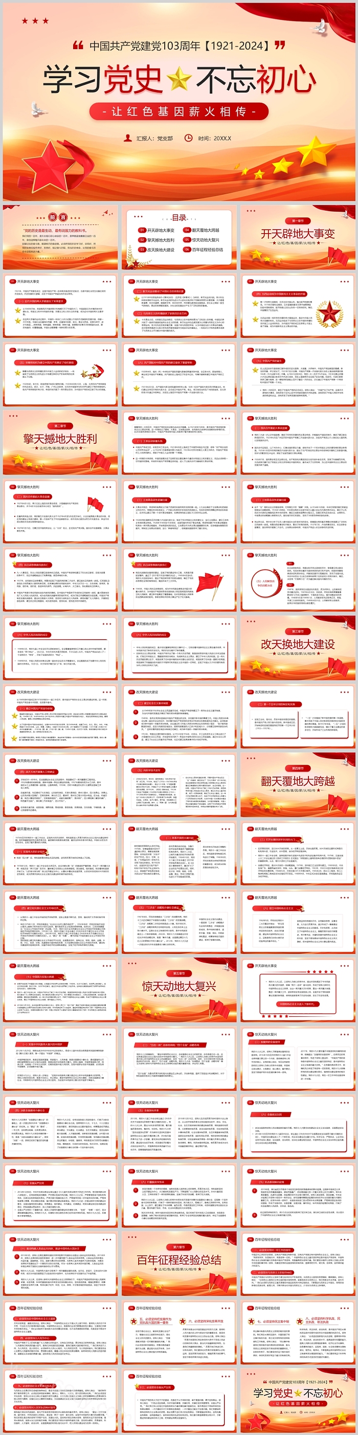学习党史不忘初心让红色基因薪火相传热烈庆祝中国共产党建党103周年党史PPT课件