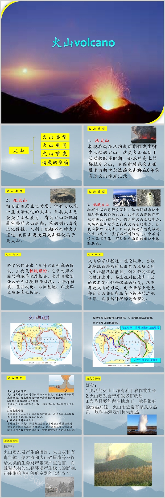 完整版小学六年级上火山知识科学科普教育PPT课件