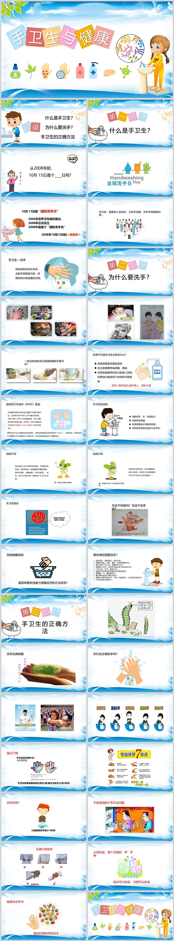 完整版中小学生科普知识手卫生与健康教育PPT课件