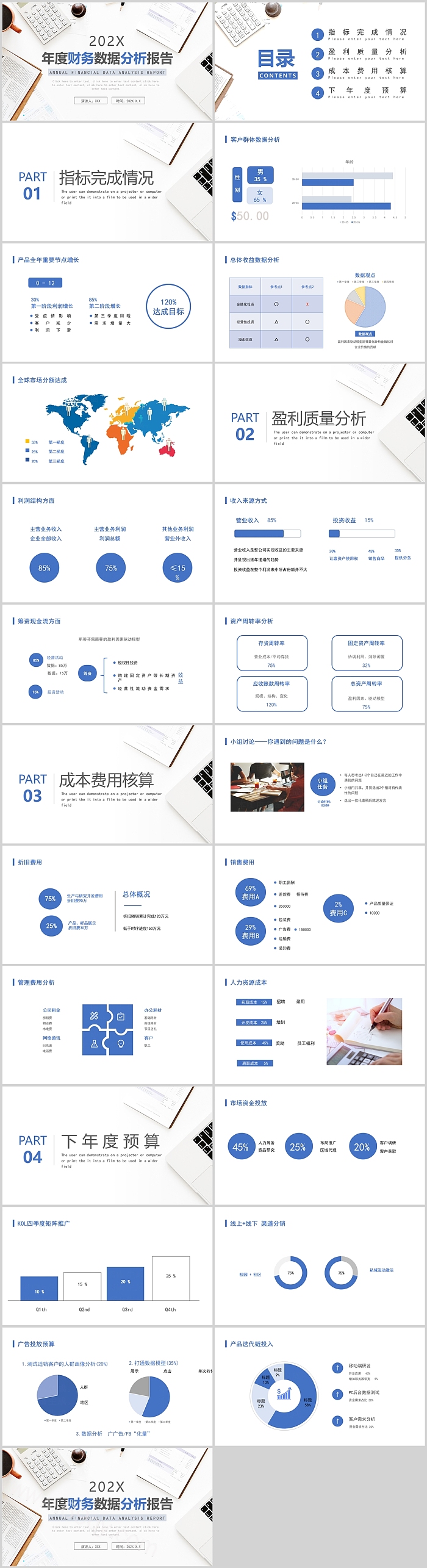 2025公司企业财务部出纳年度财务数据分析报告及新年工作计划PPT模版