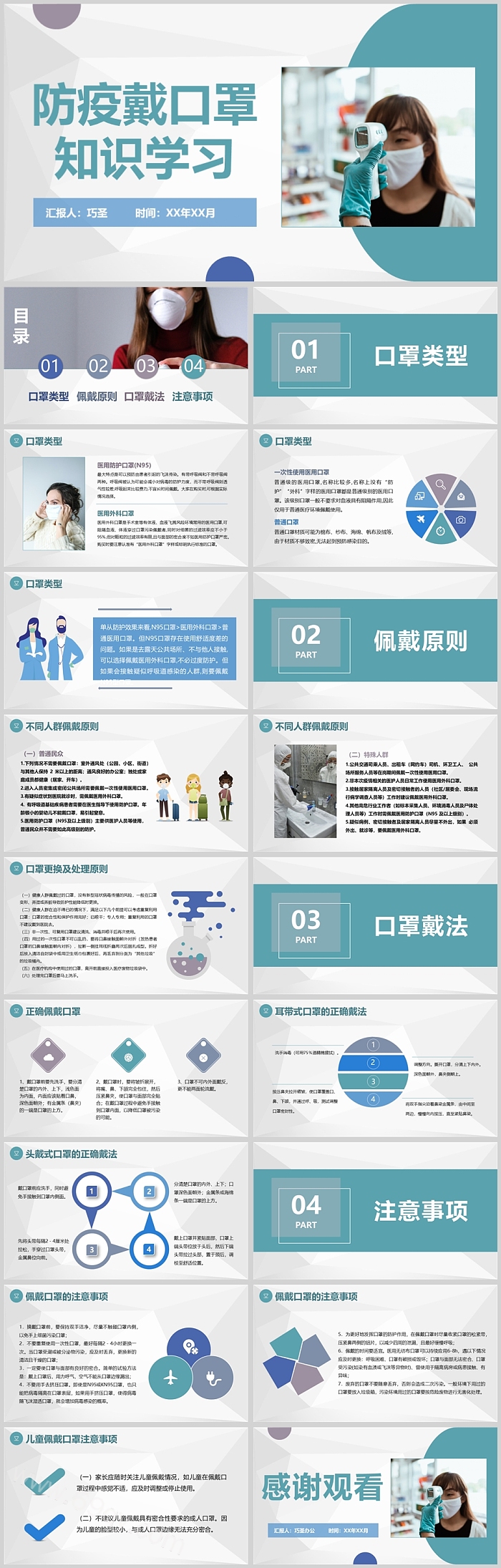 新冠肺炎防疫戴口罩知识学习使用方法科普宣传培训PPT课件