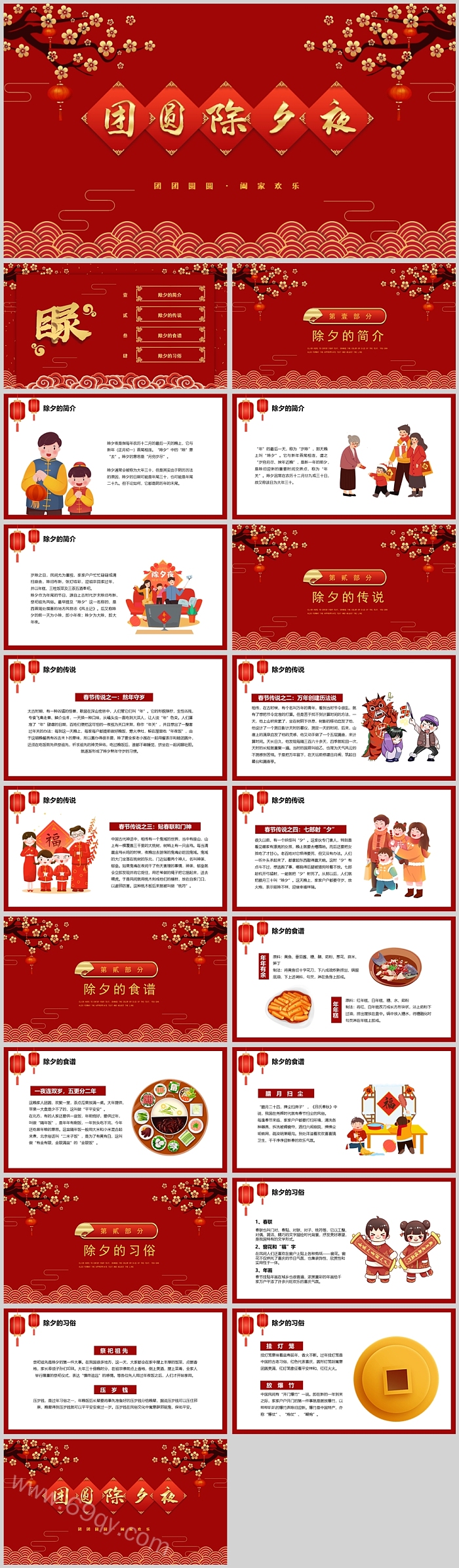 团圆除夕夜中国传统节日春节习俗年夜饭知识介绍主题班会PPT课件