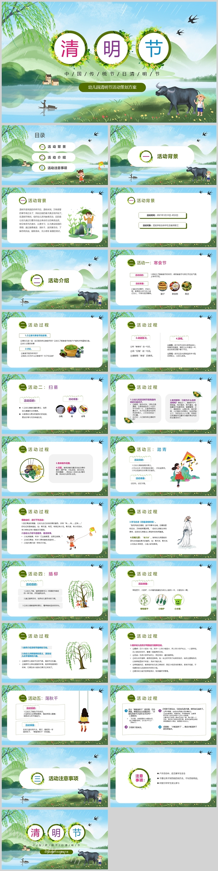 2025年中国传统节日文化清明节文明习俗介绍主题班会ppt课件