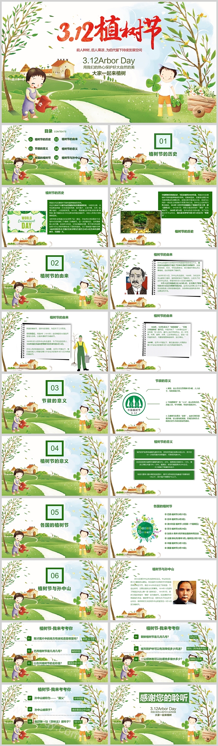 幼儿园3月12植树节植树种树主题班会活动分享ppt课件