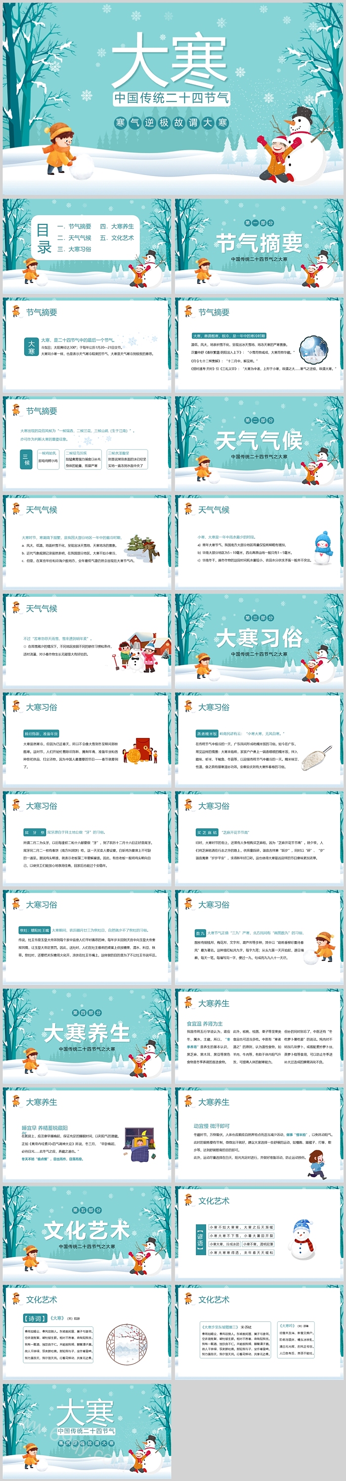 中国传统二十四节气大寒习俗文化详细解读介绍主题班会ppt课件