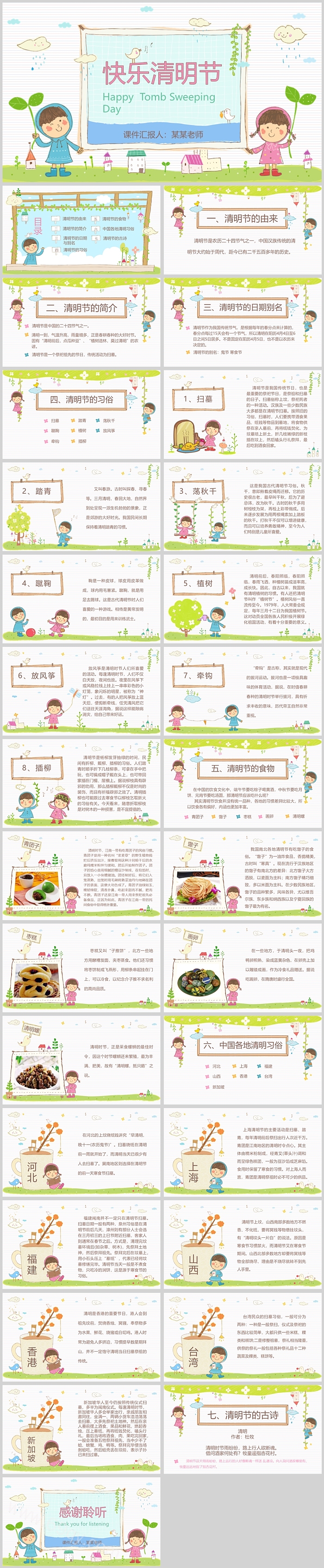 中国传统二十四节气清明之快乐清明节主题班会介绍ppt课件