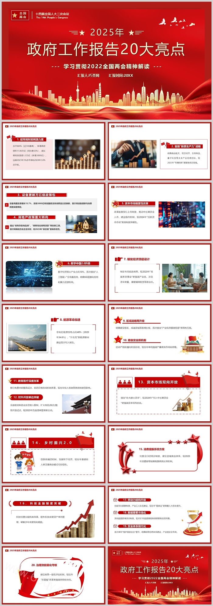 一张图带你了解2025年政府工作报告20大亮点学习解读党课PPT课件