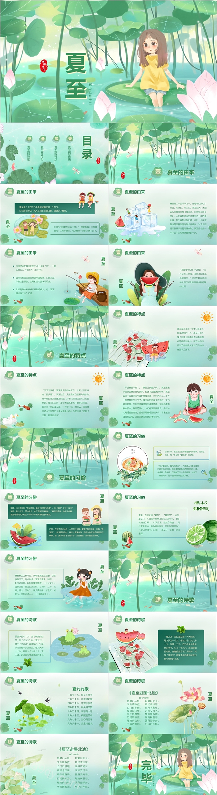 中国传统文化二十四节气农历五月十二夏至节气介绍PPT课件