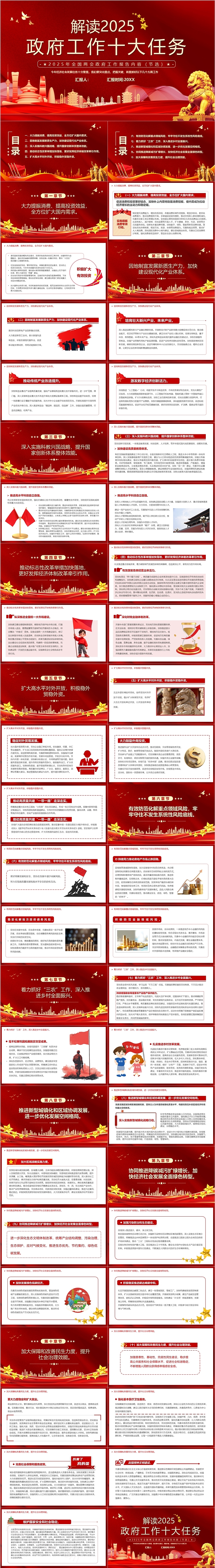 解读2025 政府工作十大任务2025年全国两会政府工作报告内容PPT课件