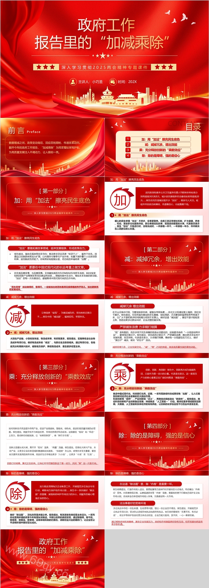 政府工作报告里的“加减乘除”深入学习贯彻2025两会精神专题PPT课件