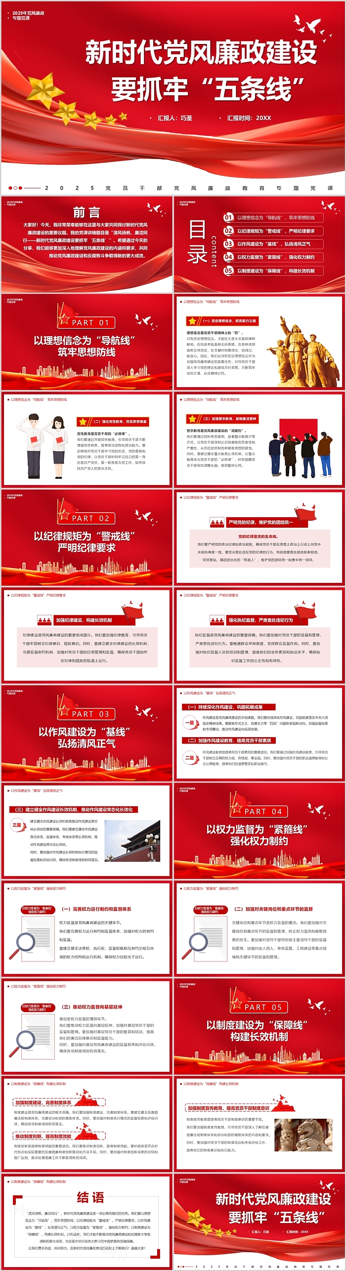 2025年党风廉政专题党课之新时代党风廉政建设要抓牢“五条线”PPT课件