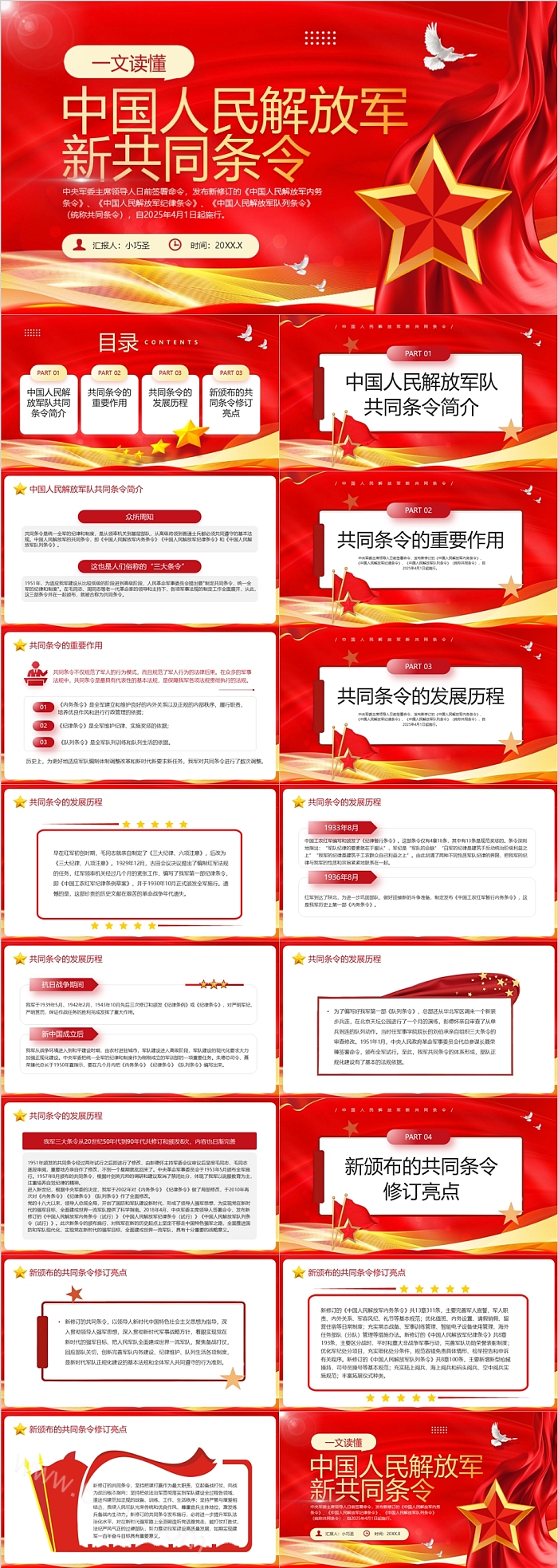 图解新修订一文读懂中国人民解放军新共同条令解读党课PPT课件
