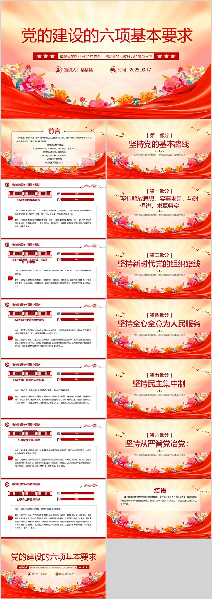 学习贯彻党的建设必须坚持实现六项基本要求专题党课PPT课件