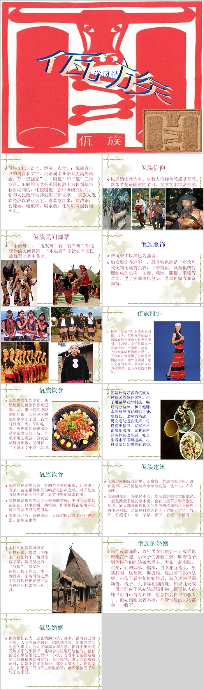 旅游文化少数民族介绍佤族风情ppt课件