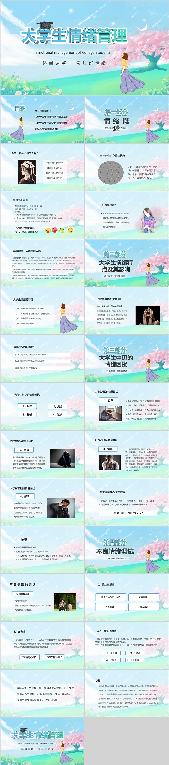 大学生情绪管理心理健康情绪调节主题班会PPT课件