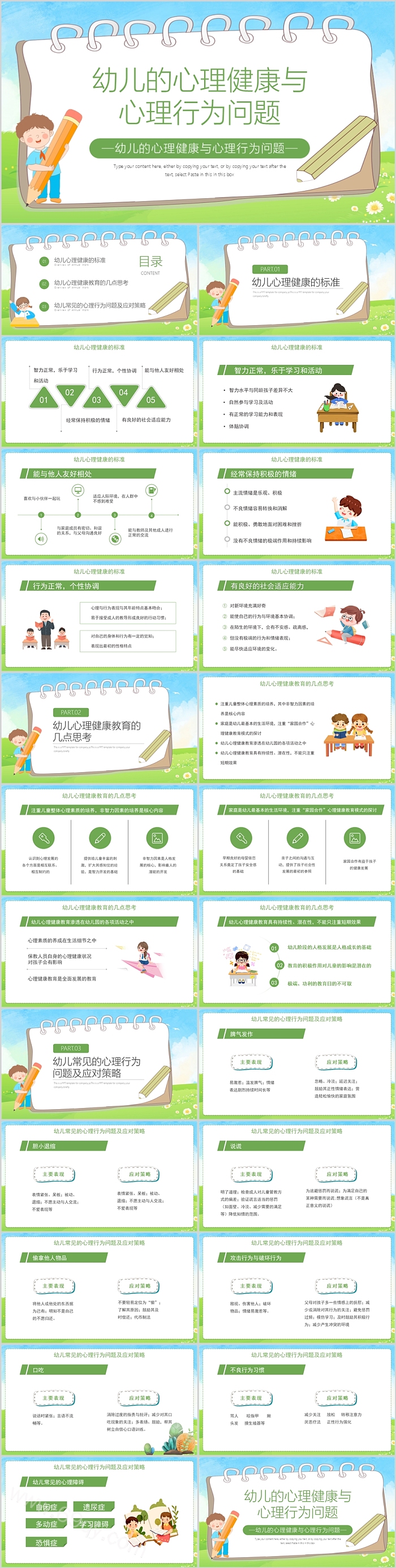 完整版卡通常见的幼儿的心理健康与心理行为问题知识讲座PPT课件