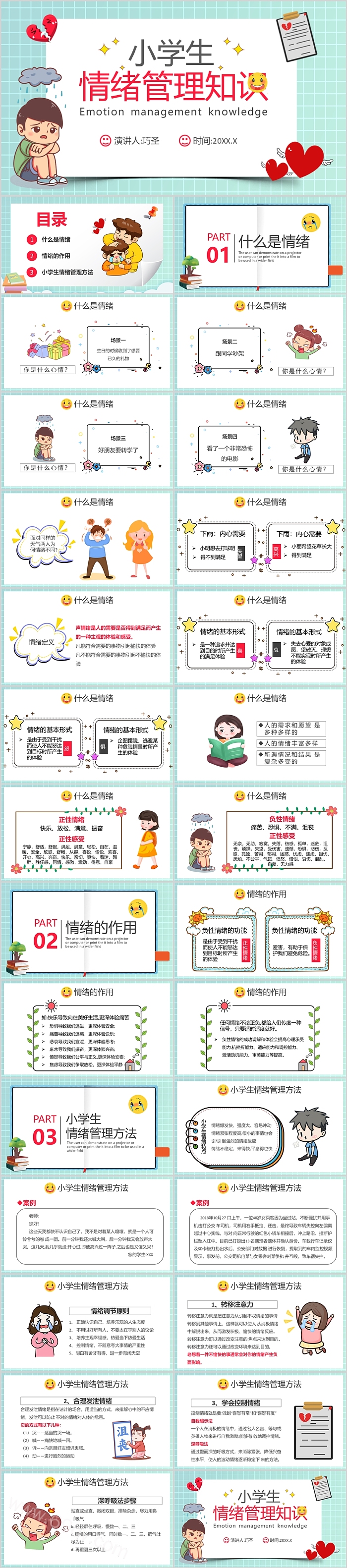 完整版幼儿园小学生心理健康情绪管理知识教育主题班会PPT课件