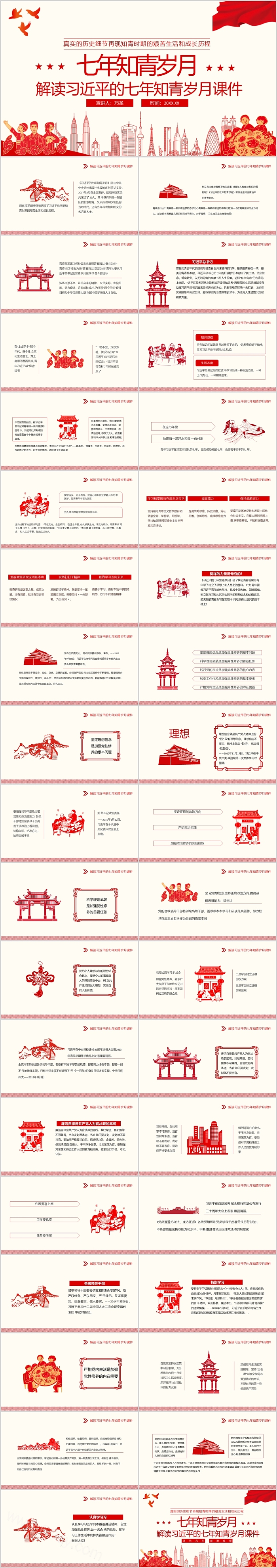 经典红色党政风《七年知青岁月》党课ppt课件