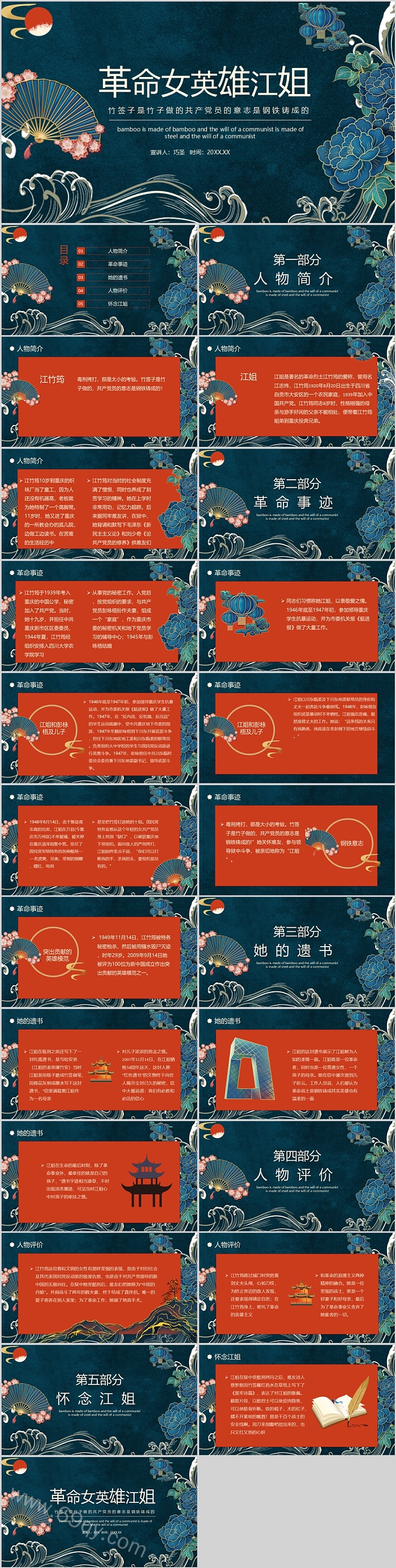 红色革命故事之女英雄江姐主要事迹介绍人物生平简介ppt课件