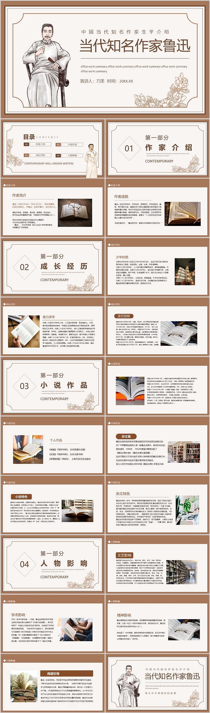 中国当代知名作家鲁迅生平介绍人物简介个人事迹ppt课件