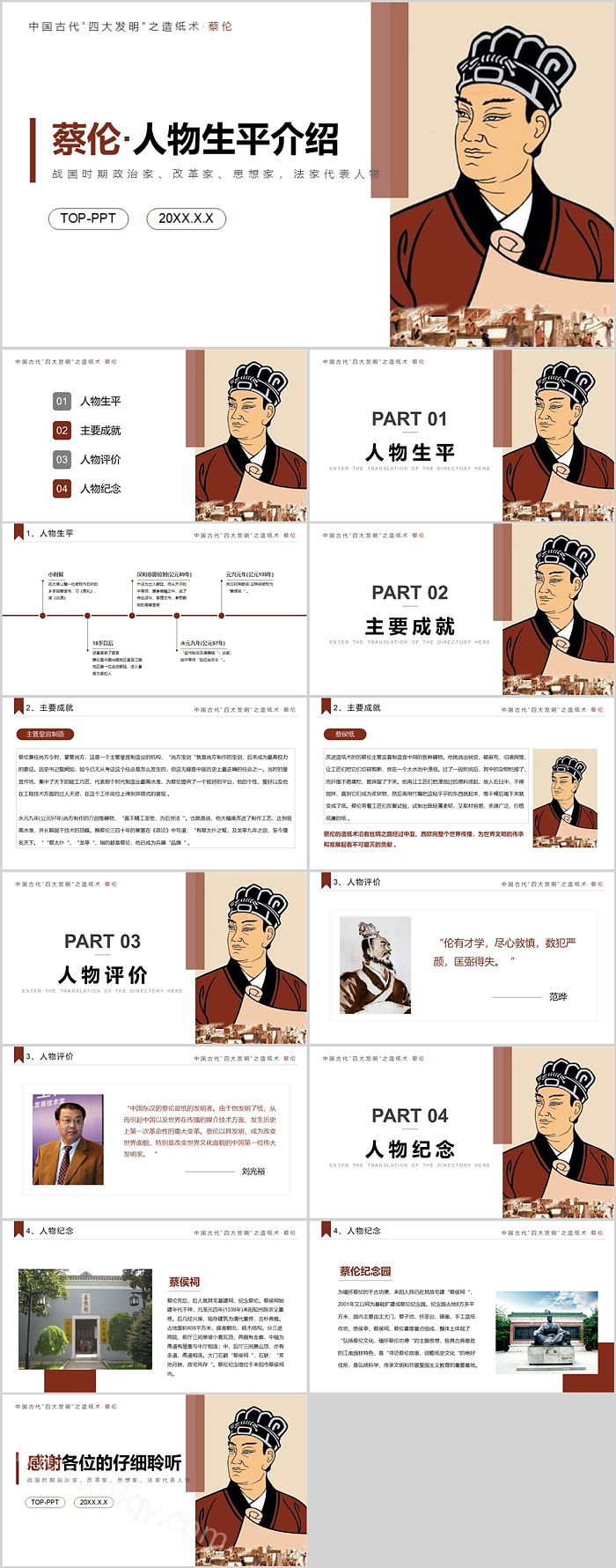 文学常识中国古代知名人士蔡伦人物生平介绍简介ppt课件