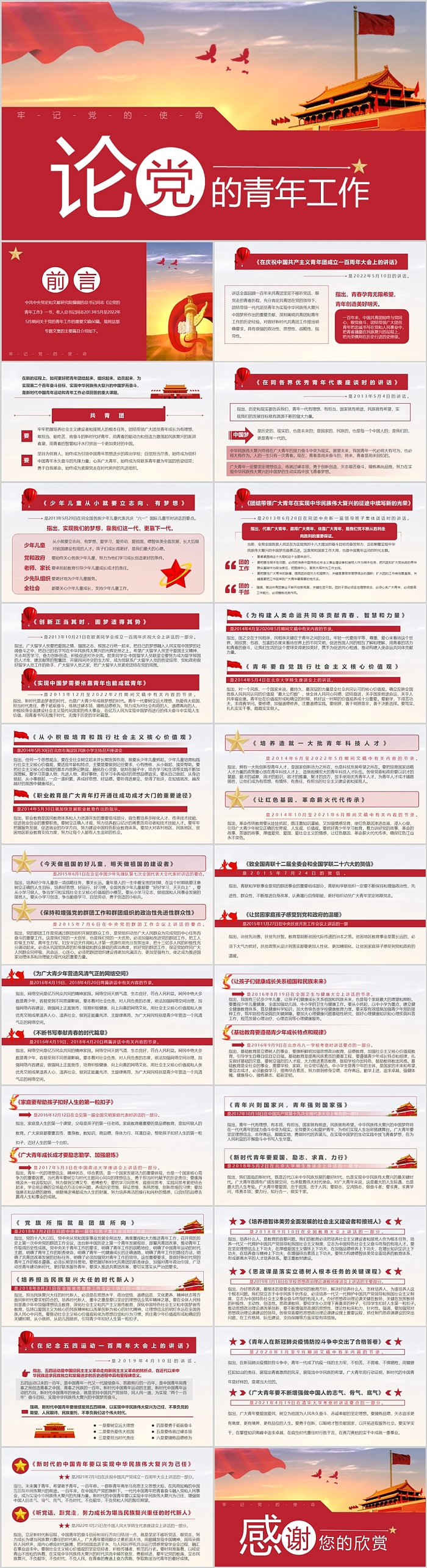 完整版强国有我五四青年节《论党的青年工作》全文介绍PPT课件