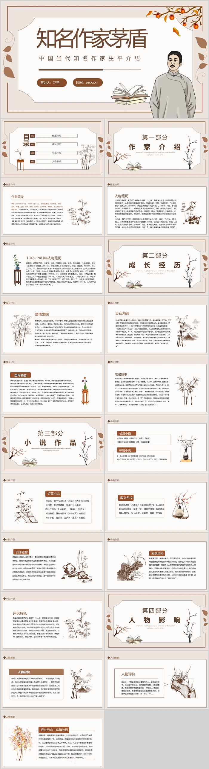 中国当代知名作家生平介绍知名作家茅盾ppt课件