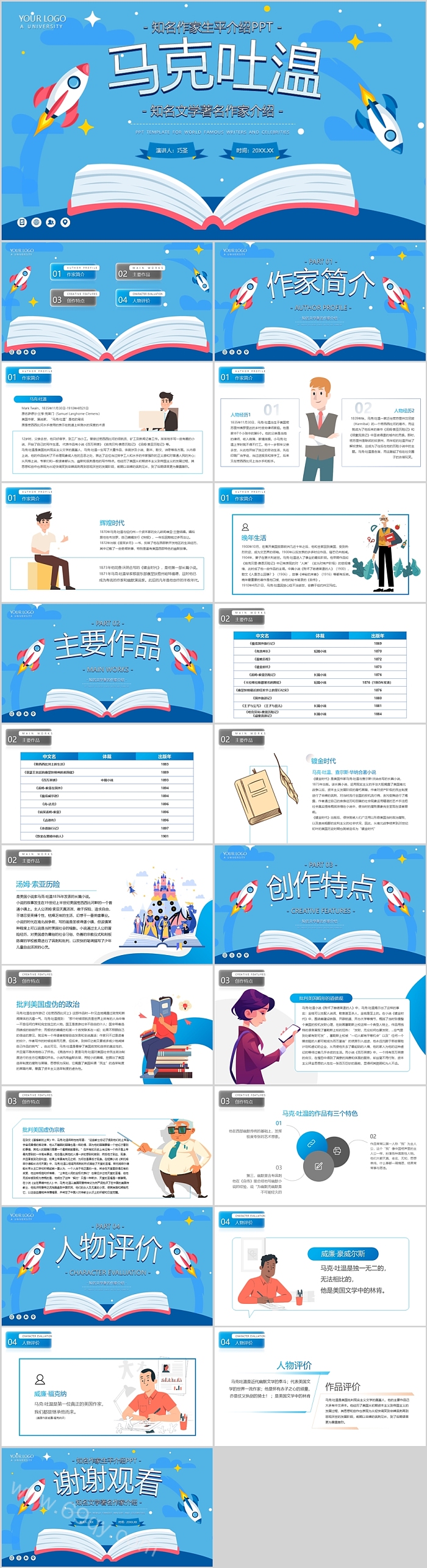 人物简介马克吐温知名文学著名作家介绍ppt课件