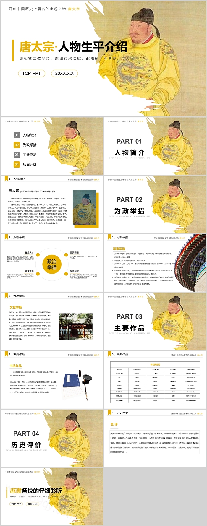 关于历史人物欣赏唐太宗李世民个人人物生平介绍ppt课件