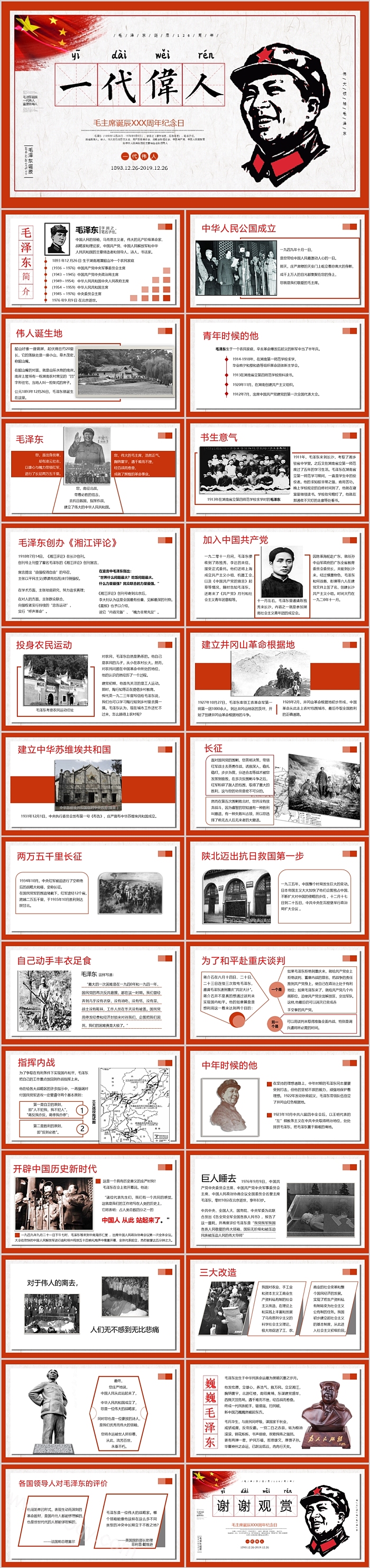 纪念中国共产党一代伟人毛主席诞辰ppt课件