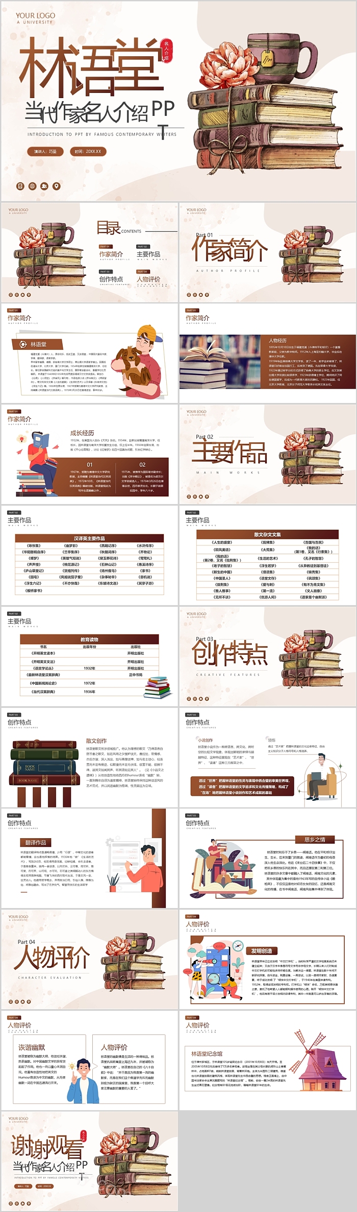 经典大师精彩翻译名家林语堂当代作家名人介绍ppt课件