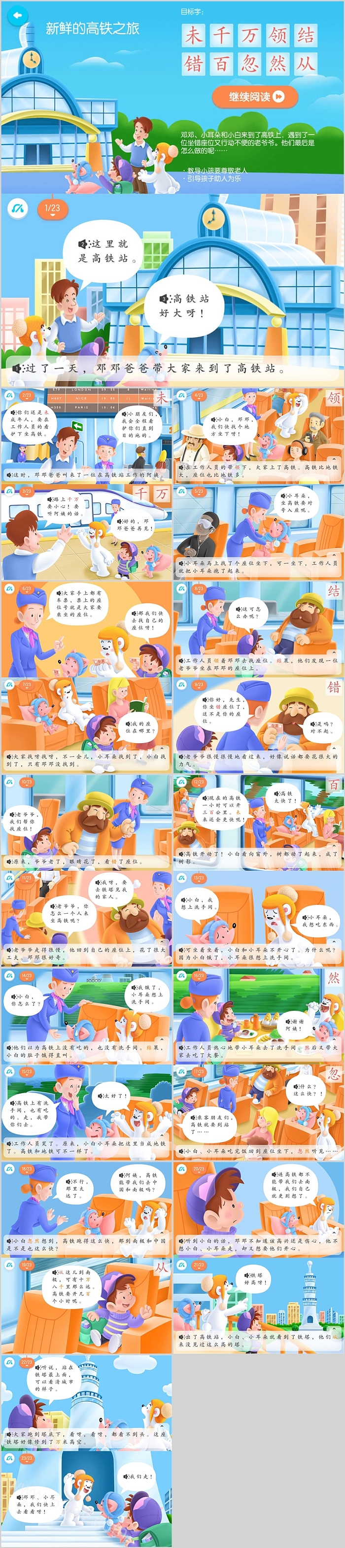 幼儿园社会识字游戏《新鲜的高铁之旅》绘本故事ppt课件