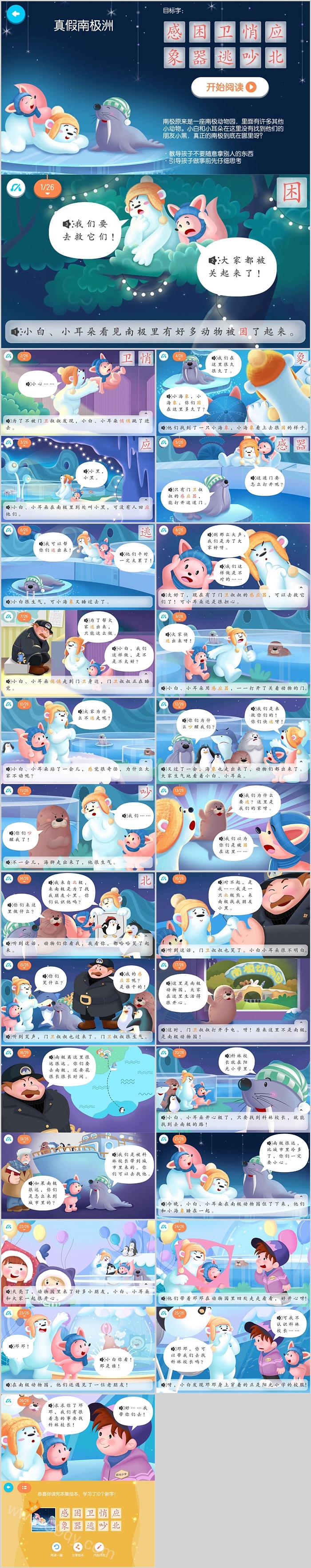 幼儿园世界地理介绍《真假南极洲》识字游戏绘本故事ppt课件