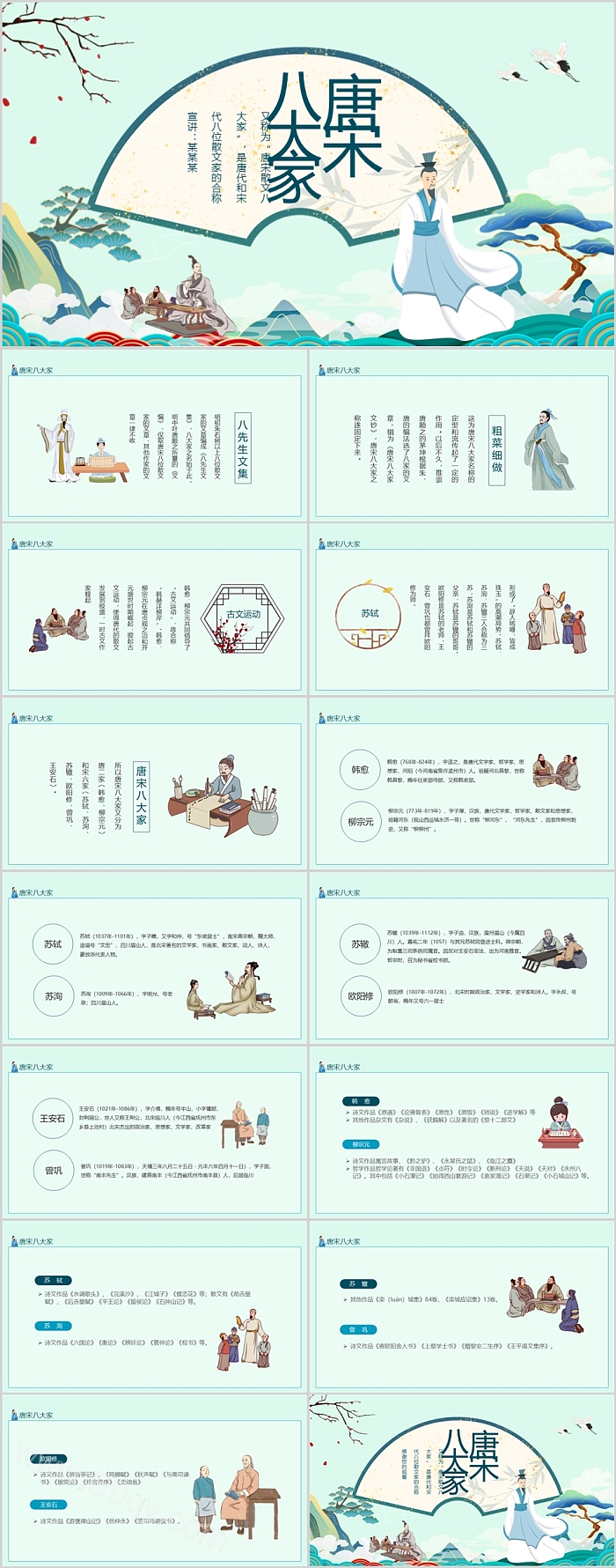 经典唐宋八大家与古代散文诗人简介介绍ppt课件