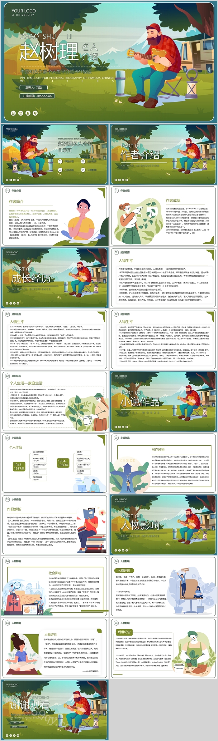 中国知名朴实的农民作家赵树理个人生平介绍PPT模板