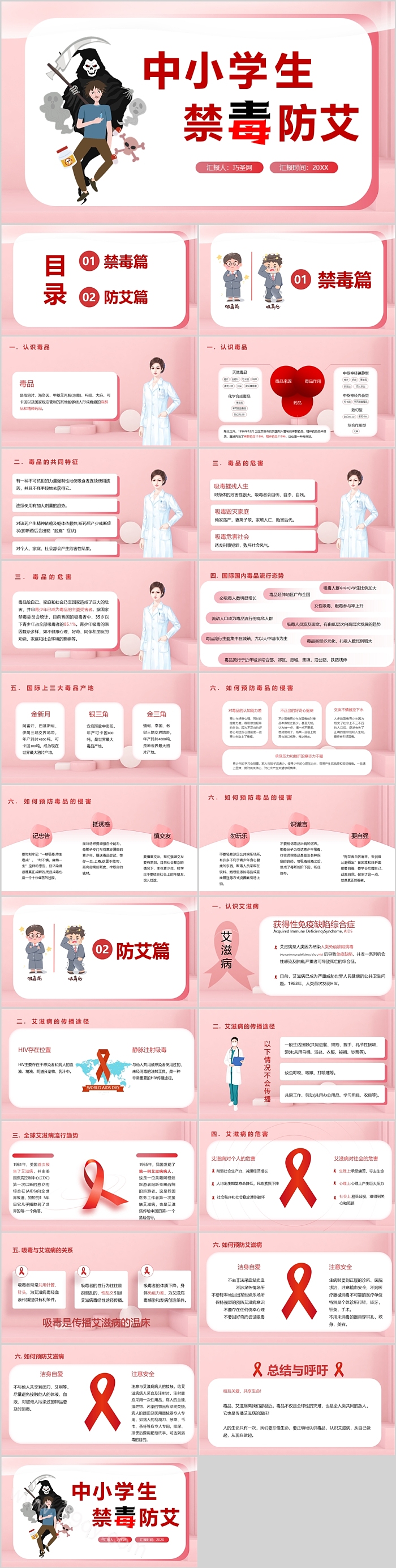 中小学生禁毒防艾预防毒品宣传教育主题班会ppt课件