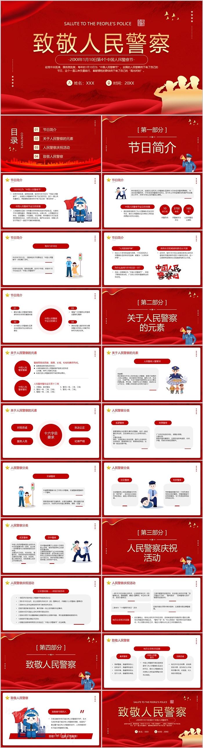 2025年1月10日第5个致敬中国人民警察节节日介绍宣传ppt课件